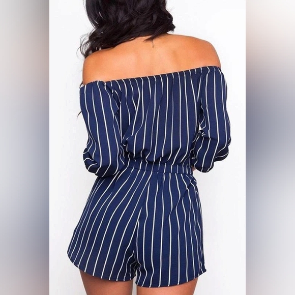 Ambiance Off shoulder striped romper size Small - Picture 3 of 5